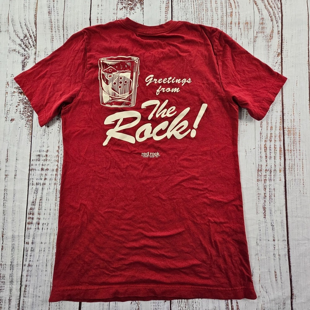 Greetings From the Rock Red Rock Casino Red Short Sleeve Cotton T-Shirt Men's M